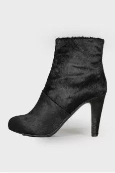 Black pony leather ankle boots