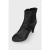 Black pony leather ankle boots