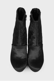 Black pony leather ankle boots