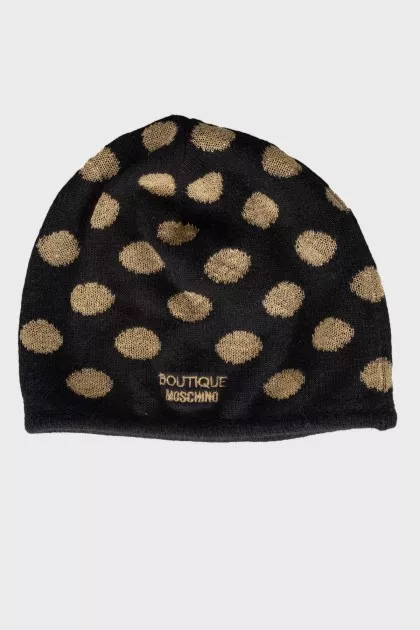 Polka dot hat and collar set