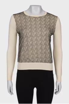 Jumper with wool lace