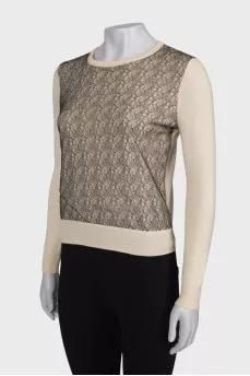 Jumper with wool lace