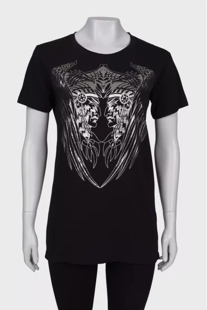 Black printed T-shirt