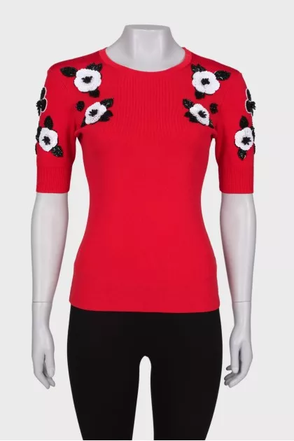 T-shirt with floral appliqué