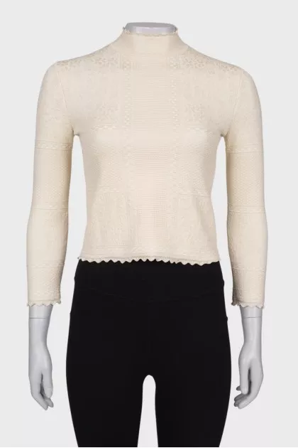 Beige patterned long sleeve shirt