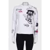 White sweatshirt in print