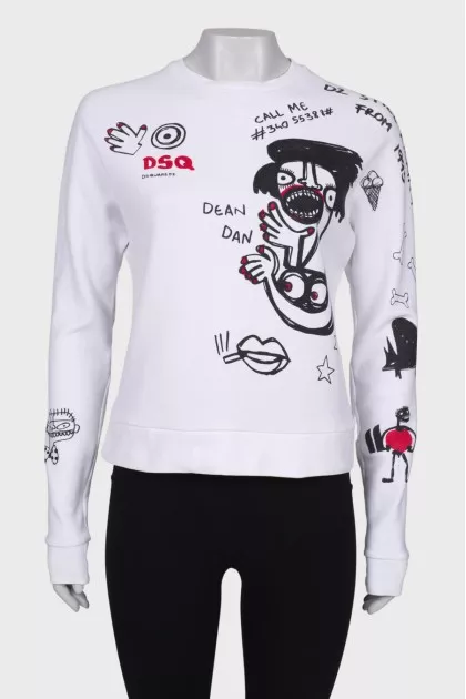White sweatshirt in print