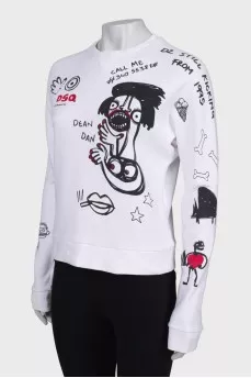White sweatshirt in print