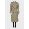 Double-breasted trench coat with waistband