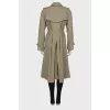 Double-breasted trench coat with waistband