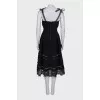Lace dress with ties at the shoulders