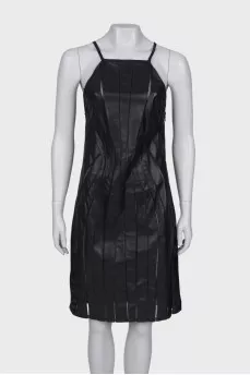 Leather dress with translucent inserts