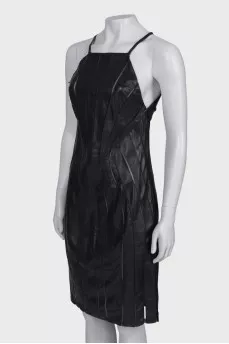 Leather dress with translucent inserts