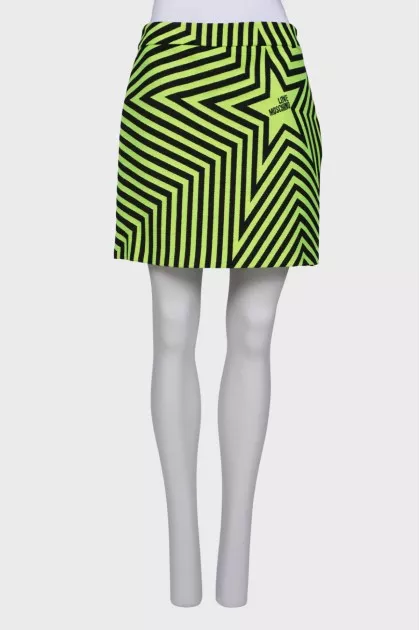 Geometric print skirt with tag