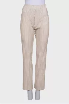 Eco-leather pleated trousers