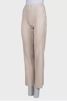 Eco-leather pleated trousers