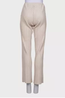 Eco-leather pleated trousers