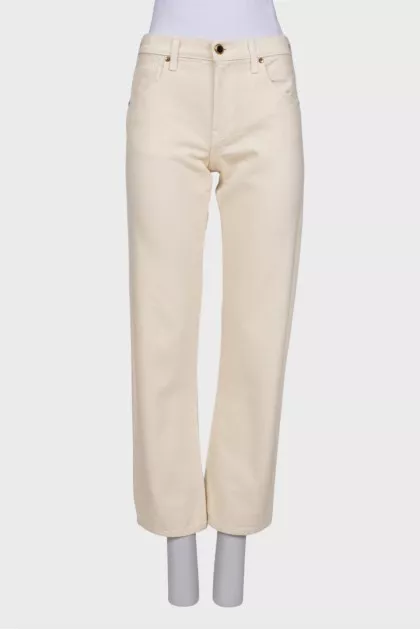Beige straight fit jeans