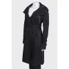 Black trench coat with embellished zip