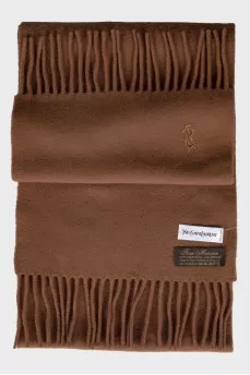 Brown natural wool scarf