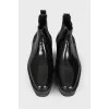 Patent leather wedge boots