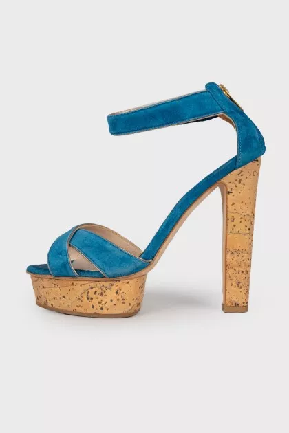 Suede high heel sandals