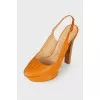Brown embossed shoes