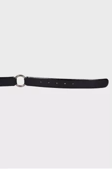 Leather belt with silver hardware