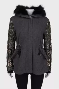 Parka with fur hood