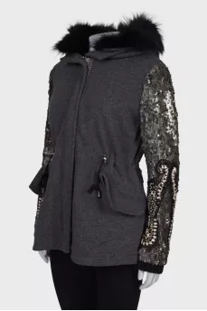 Parka with fur hood