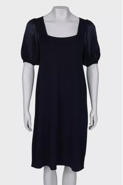 Navy blue lantern sleeve dress