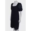 Navy blue lantern sleeve dress