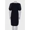 Navy blue lantern sleeve dress