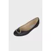 Leather flats with gold-tone hardware