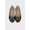 Leather flats with gold-tone hardware