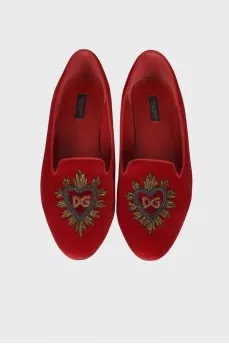 Red embroidered ballerina shoes