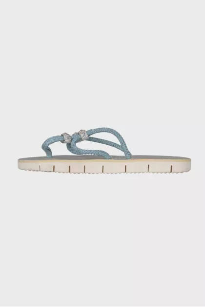 Silver sandals with rhinestones