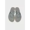 Silver sandals with rhinestones