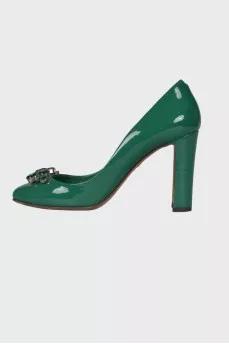 Green shoes with rhinestones