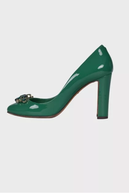 Green shoes with rhinestones