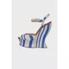 Striped wedge sandals
