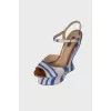 Striped wedge sandals
