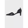 Square toe leather pumps