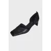 Square toe leather pumps