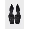 Square toe leather pumps