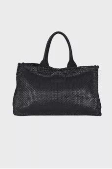 Woven leather bag
