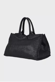 Woven leather bag