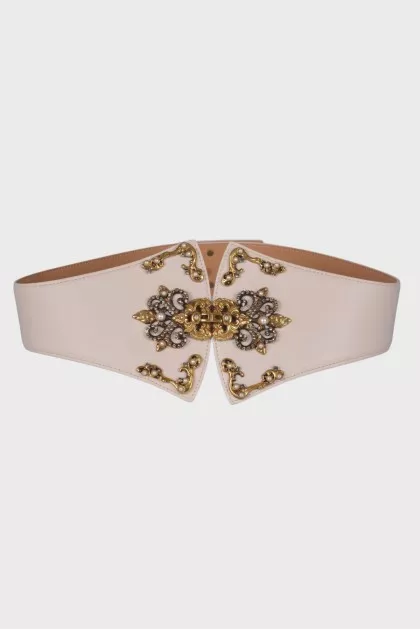 Beige belt with rhinestones