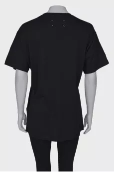 Long T-shirt in black and white print