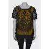 Lacy T-shirt with beaded embroidery